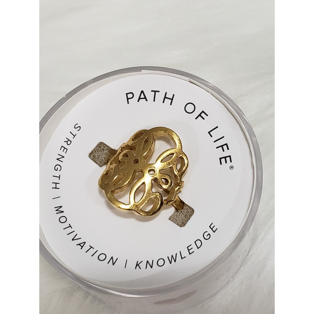 Alex And Ani Path Of Life Sterling Silver 925 Adjustable Ring 14kt Gold Plate
